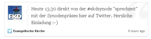 Sprechzeit #EKDSynode auf Twitter mit Synodenpräses Katrin Göring-Eckardt