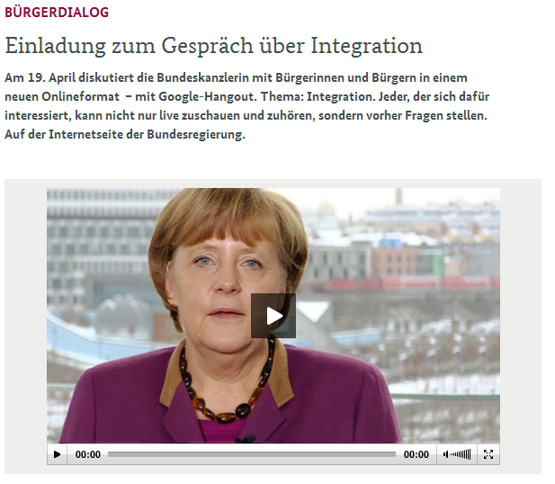 Screenshot vom angekündigten Video-Chat der Bundeskanzlerinngout