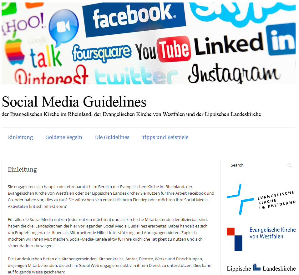 Einleitung zu den „Social-Media-Guidelines“ für die evangelischen Kirchen in Rheinland, Westfalen und Lippe