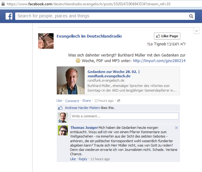 DLF-Morgenandacht au Facebook