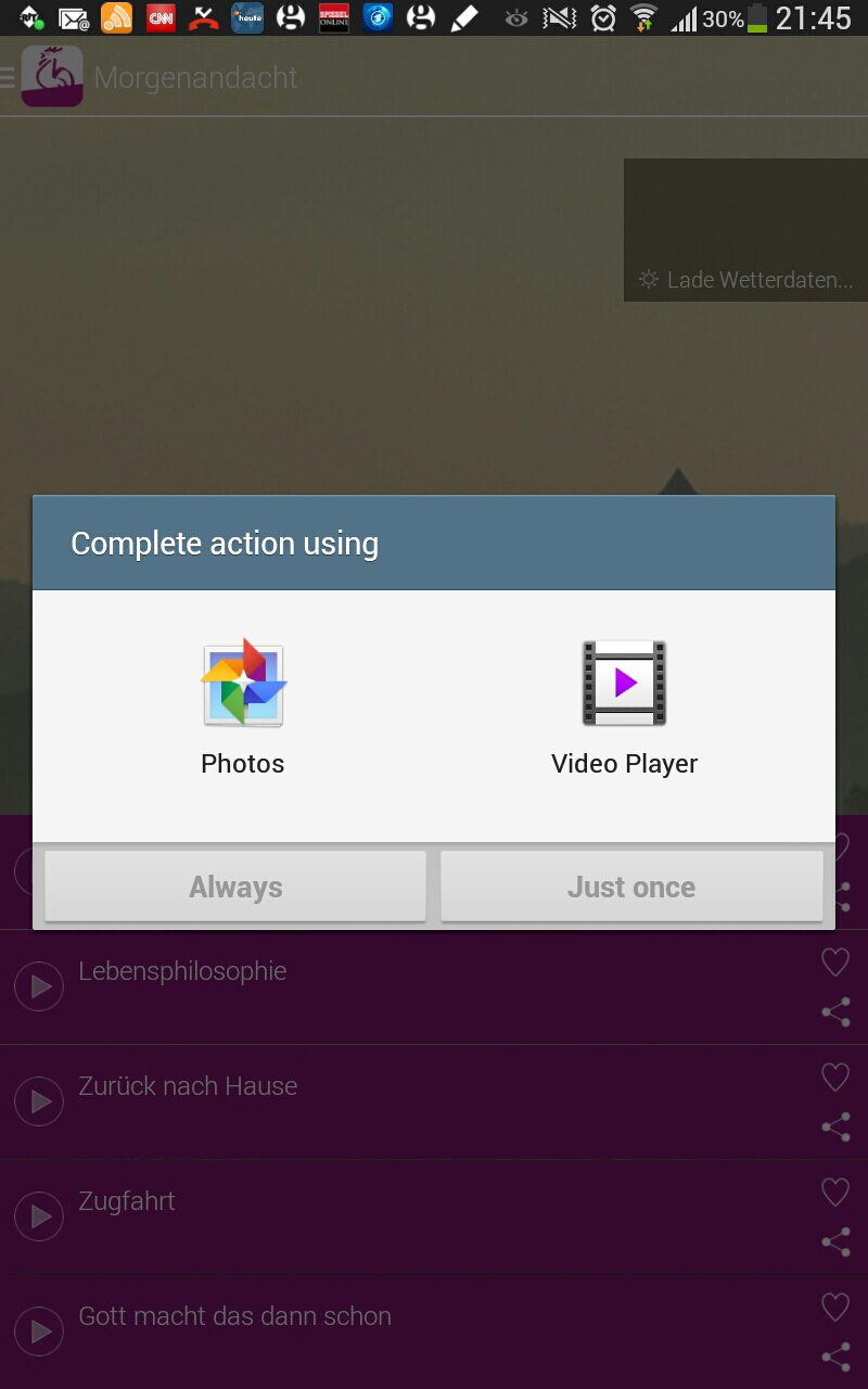 Externer Videoplayer in der AndachtsApp