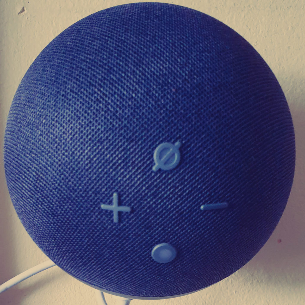Alexa-Echo-Dot — an der Küchenwand befestigt