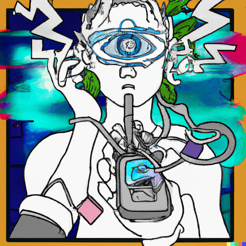 DALL·E: Draw the image of a digital God using a surrealistic style